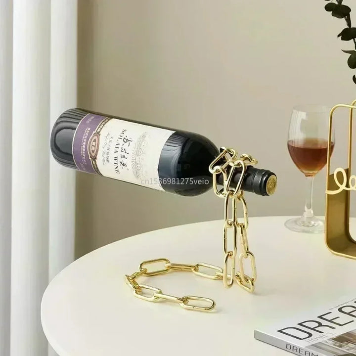 Iron chain wine bottle holder