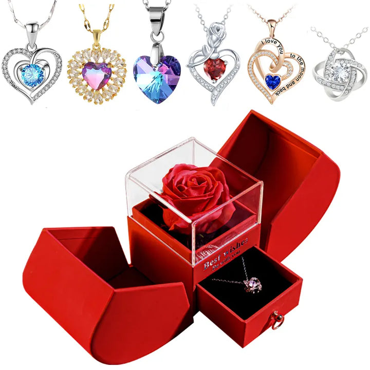 Eternal rose gift box with necklace